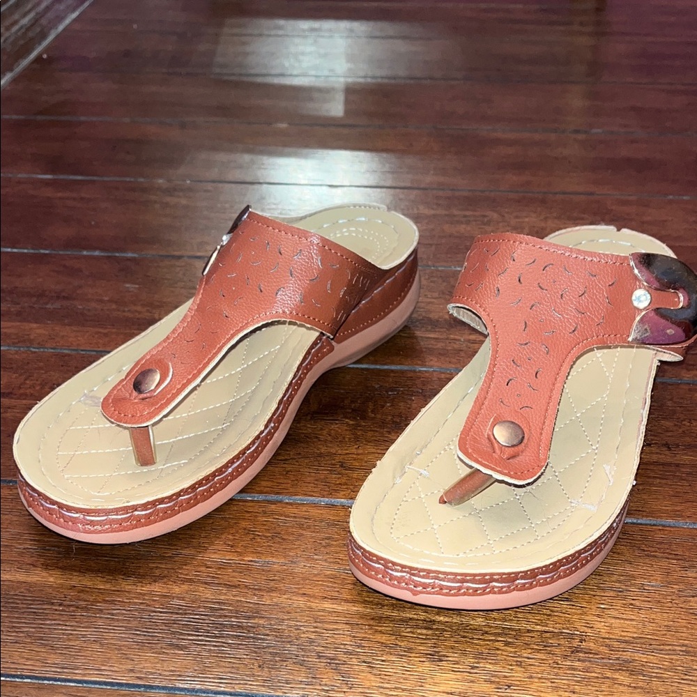 Brown Leather Thong Sandals